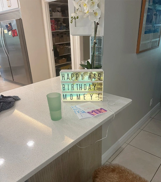 Happy Birthday Momey Sign From Dr. Taylor's Daughter